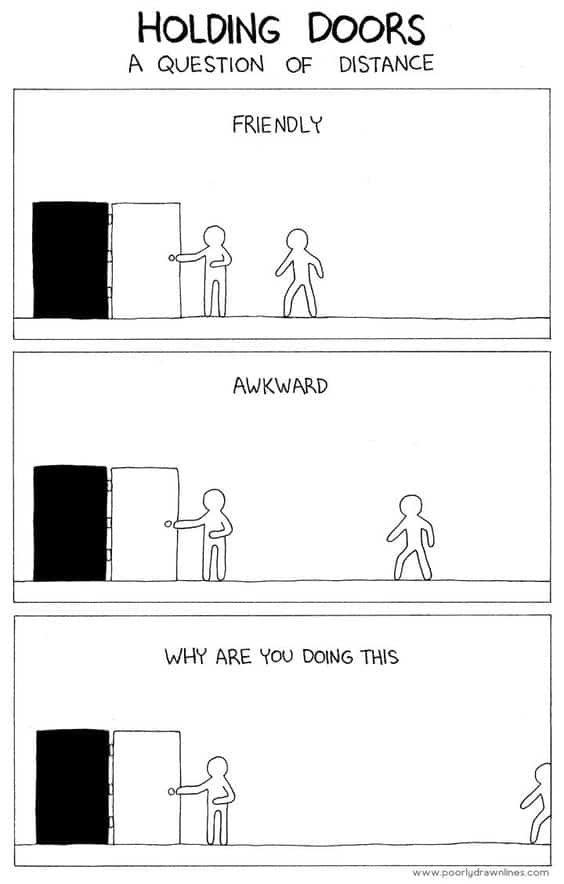 Holding Doors for Others A Question of Polite and Awkward Distances